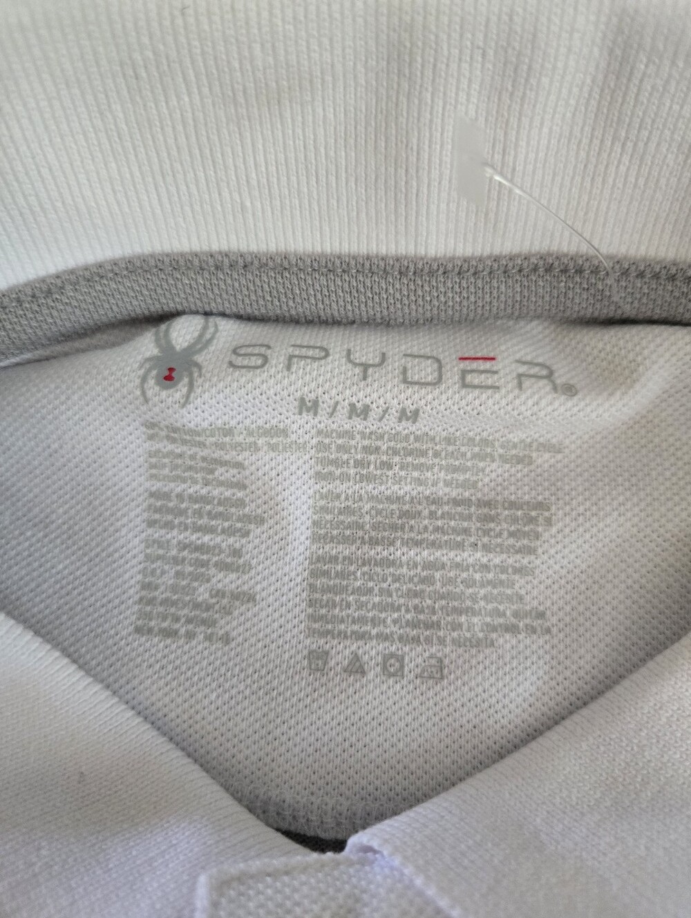 Men's Spyder Gray White Short Sleeve Polo Shirt NWT Size M - Picture 7 of 11